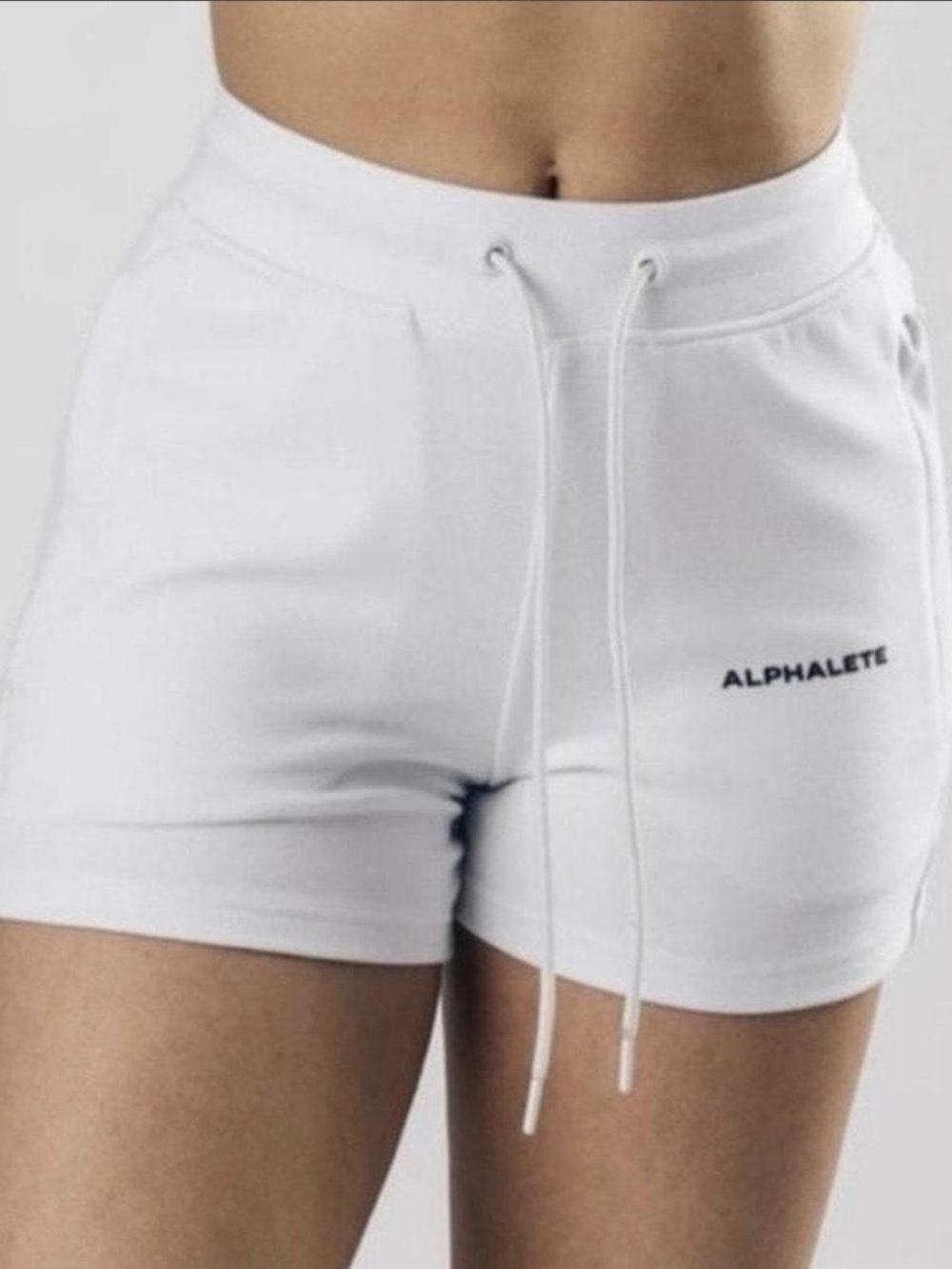 Alphalete Essential Core White Sweat Pant Drawstring Shorts SMALL